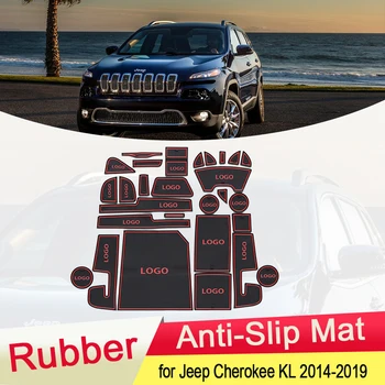 

for Jeep Cherokee KL 2014 2015 2016 2017 2018 2019 Rubber Anti-slip Mat Door Groove Cup Pad Gate Slot Coaster Car Accessories