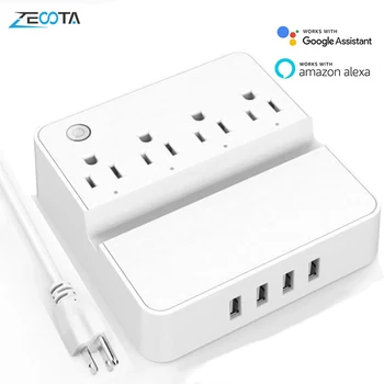 

Wifi Smart Power Strip Surge Protector 4 Outlets US Plug Socket with USB Voice Control Extension Cord work Alex Google Home