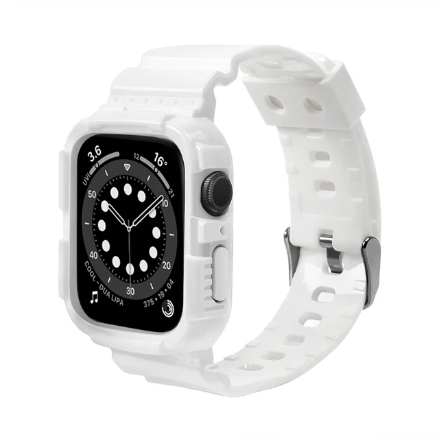 Case+Strap For Apple Watch Band 40mm 44mm 42mm 38mm Accessories Soft Transparent Bracelet iWatch for iWatch Series 6 5 4 3 2 1 White