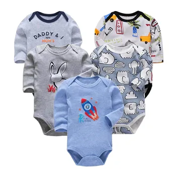 

5 piece Set Unisex Baby Bodysuits Jumpsuit Long Sleeve Cotton For Newborns Baby Costume Childen's Clothes