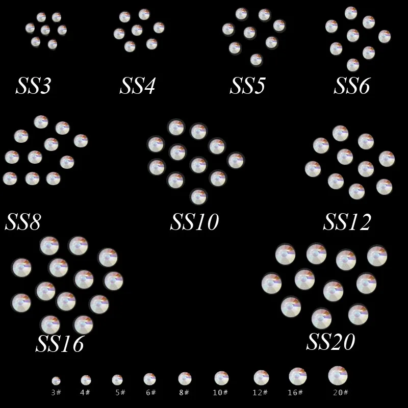 Стразы для ногтей из хрустального стекла смешанные размеры украшения стразы
