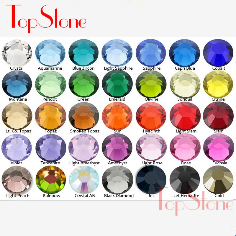 Стразы TopStone 2028 # не требующие горячей фиксации суперяркие стеклянные камни для 3D