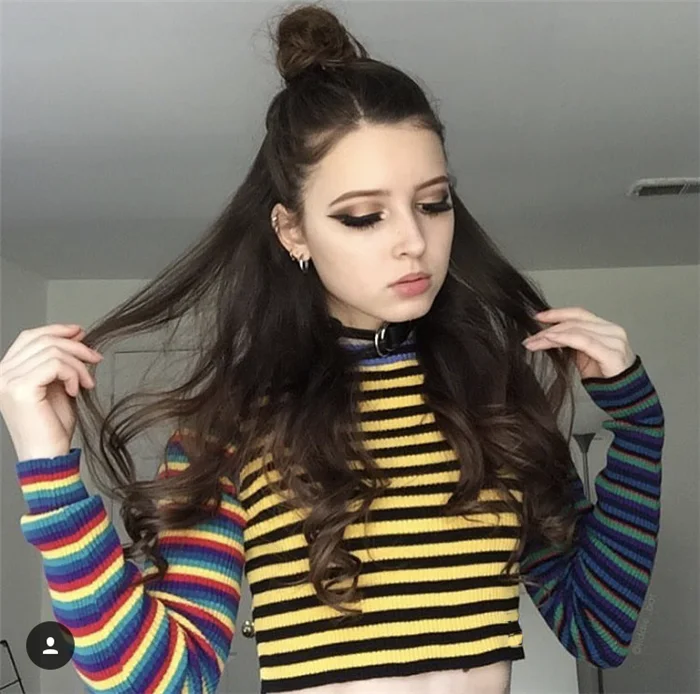 harajuku striped sweater women vintage punk block color rainbow multicolored cropped knit short pull sweaters winter sweater - Цвет: tag-by CF