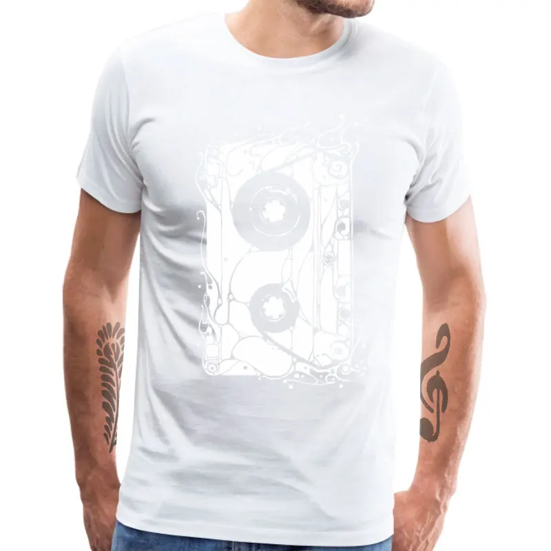 Cassette2_8308 Rife Short Sleeve Personalized T-shirts 100% Cotton O Neck Mens Tops T Shirt Fashionable Tshirts Summer/Autumn Cassette2_8308 white
