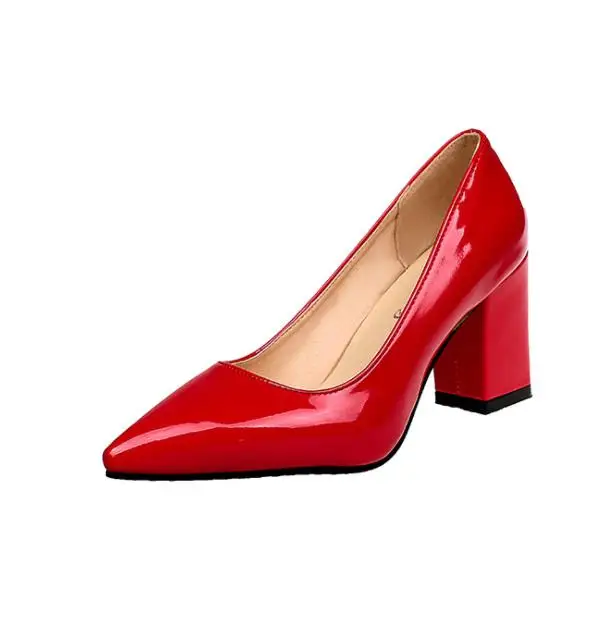 Г. Новые женские туфли-лодочки черные осенние тонкие туфли из лакированной кожи на высоком каблуке 7,5 см с острым носком женские босоножки большой размер 33-43 - Цвет: red