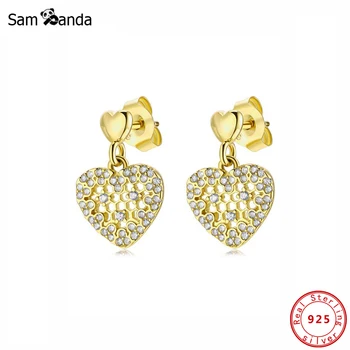 

Authentic Original 100% 925 Sterling Silver Drop Earrings Honeycomb Lace Dangle Earring Gold Bee Earings For Women Jewelry