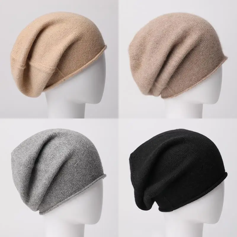 Зимняя кашемировая шапка для женщин Beanie хип хоп милые кашемировые шляпы, зимние шапки женский широкий берет-Боб Gorro Feminino