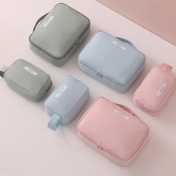 

Multifunction Travel Cosmetic Bag Women Makeup Bags Toiletries Organizer Solid Color Female Storage Make Up Case Necessaries