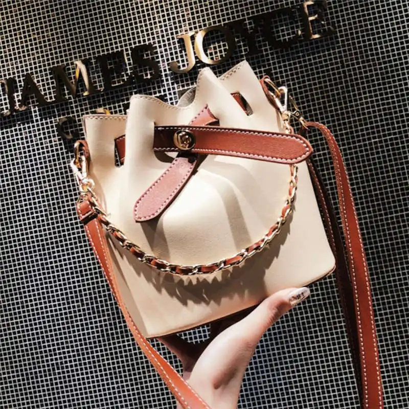 

Elegant Female Tote Bucket Bag 2020 Fashion New Quality PU Leather Women's Designer Handbag Lock Chain Shoulder Messenger Bags
