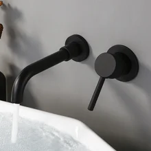 Sink Basin Tap Faucet Bath-Mixer Wall-Mount Rose-Gold-Set Brass Matt Single-Handle Black