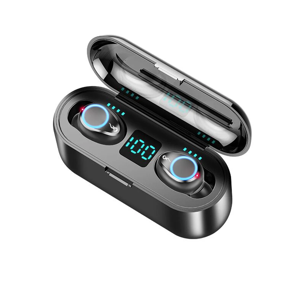 Joinrun мини-наушник Bluetooth TWS 5,0 Беспроводная bluetooth-гарнитура 8D стерео светодиодный цифровой Дисплей с 2000 мА/ч, Мощность банк гарнитура - Цвет: breath  black