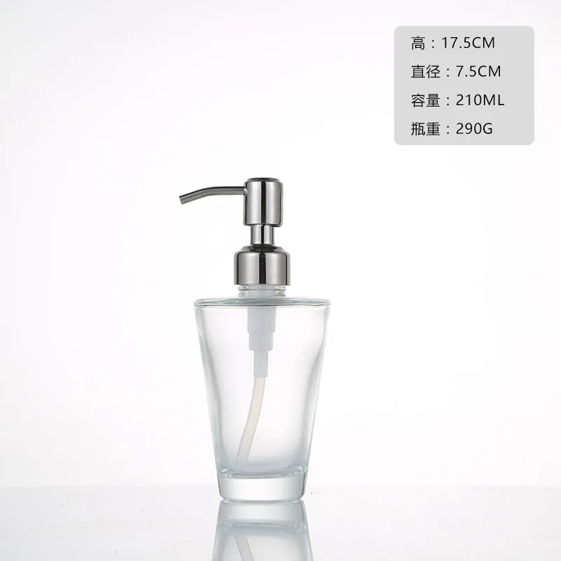 Clear Glass Soap Dispenser with Soap Pump Gold Hand Liquid Soap Saver Hand Sanitizer Holder Glass Lotion Dispenser - Цвет: silver 210ml