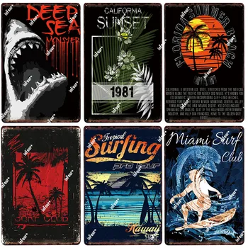

Miami Surf Metal Plate Tin Sign Plaque Vintage Pub Decor Metal Sign Metal Poster Home Decoration Vintage Poster Drop Shipping