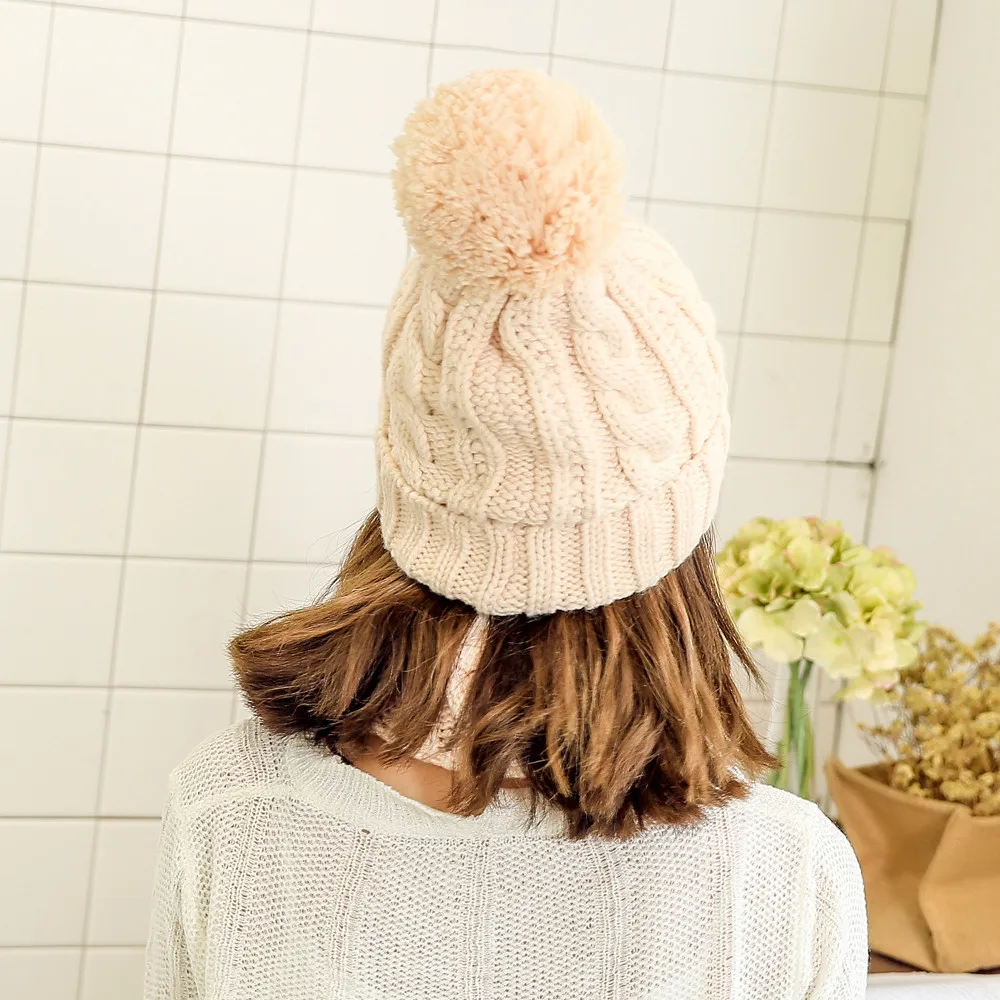 Pompom Fur Letter Embroidery Women Headgear Winter Neck Warmer Earmuffs Knitted Ladies Beanie Hat+Scarf Sets Outdoor Ski Gorro