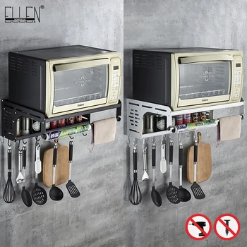 

ELLEN Kitchen Storage Holder Kitchen Shelf Flavoring Rack Knife Tool holder Black Wall Oven Holder EK8802