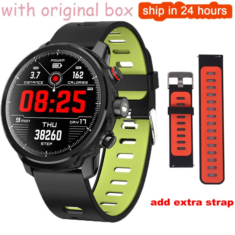 Новые L5 Смарт-часы для мужчин IP68 Водонепроницаемые несколько видов спорта режим сердечного ритма погоды Bluetooth умные часы в режиме ожидания 100 дней - Цвет: add extra strap