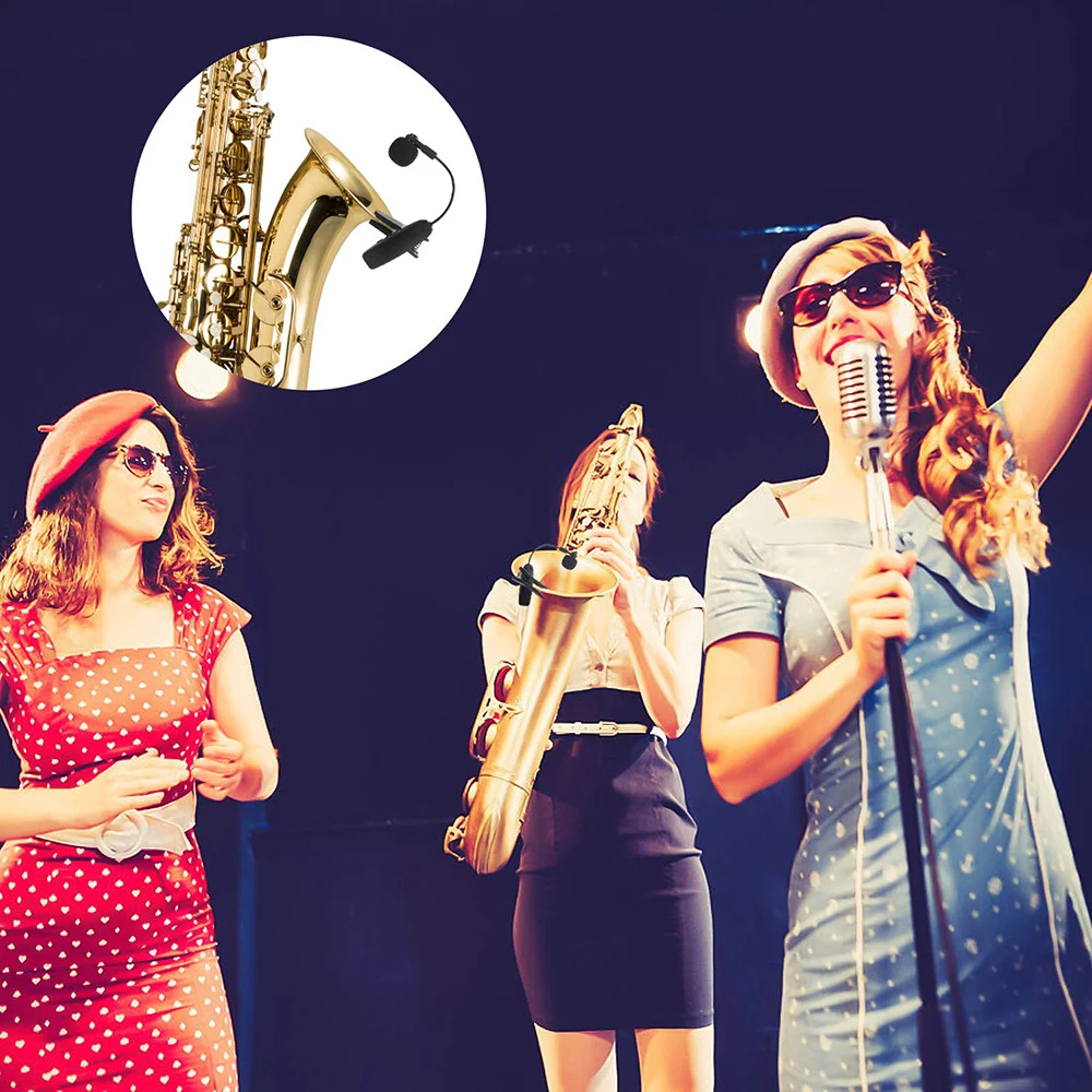 Skup Ituf nowy mikrofon saksofonowy UHF bezprzewodowy system mikrofonowy klip na instrumenty muzyczne na saksofon trąbka Sax Horn Tuba flet