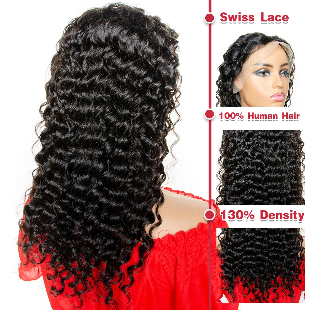 13x4 Deep Wave Lace Front Wig Brazilian Lace Frontal Human Hair Wigs Pre Plucked Remy Hair 4x4 Closure Wig 30 Inch