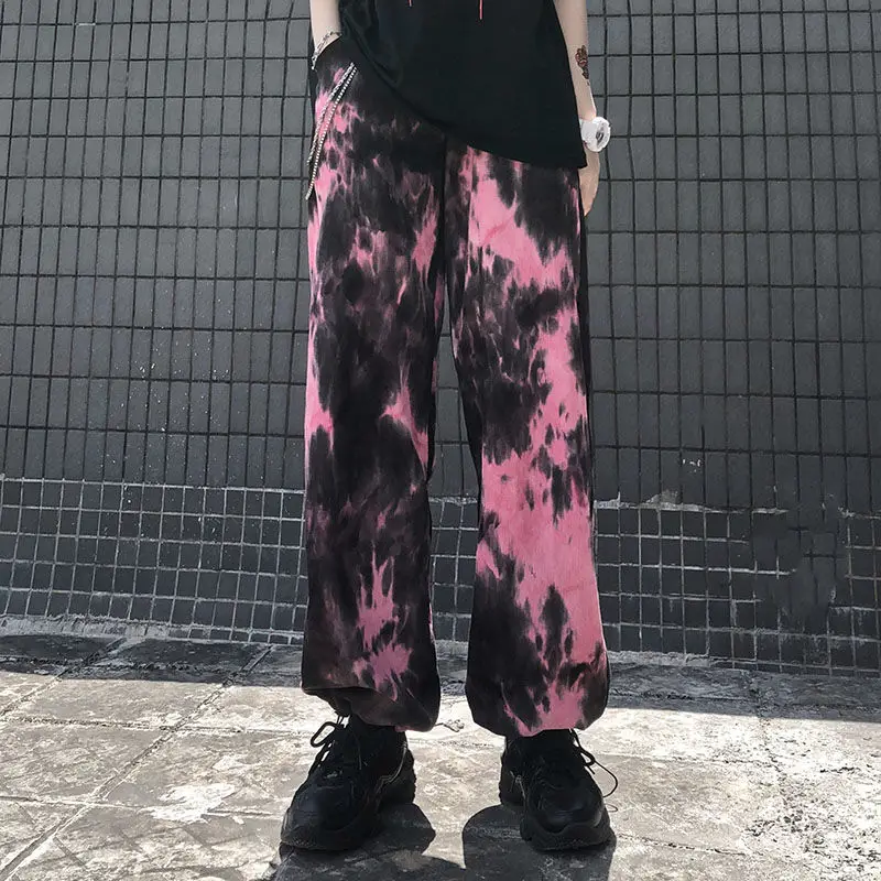 Wide Leg Pants Women High Waist 2020 Fashion Korean Hip-hop Loose Casual Harem Pants Streetwear Women Tie Dye Plus Size Trousers