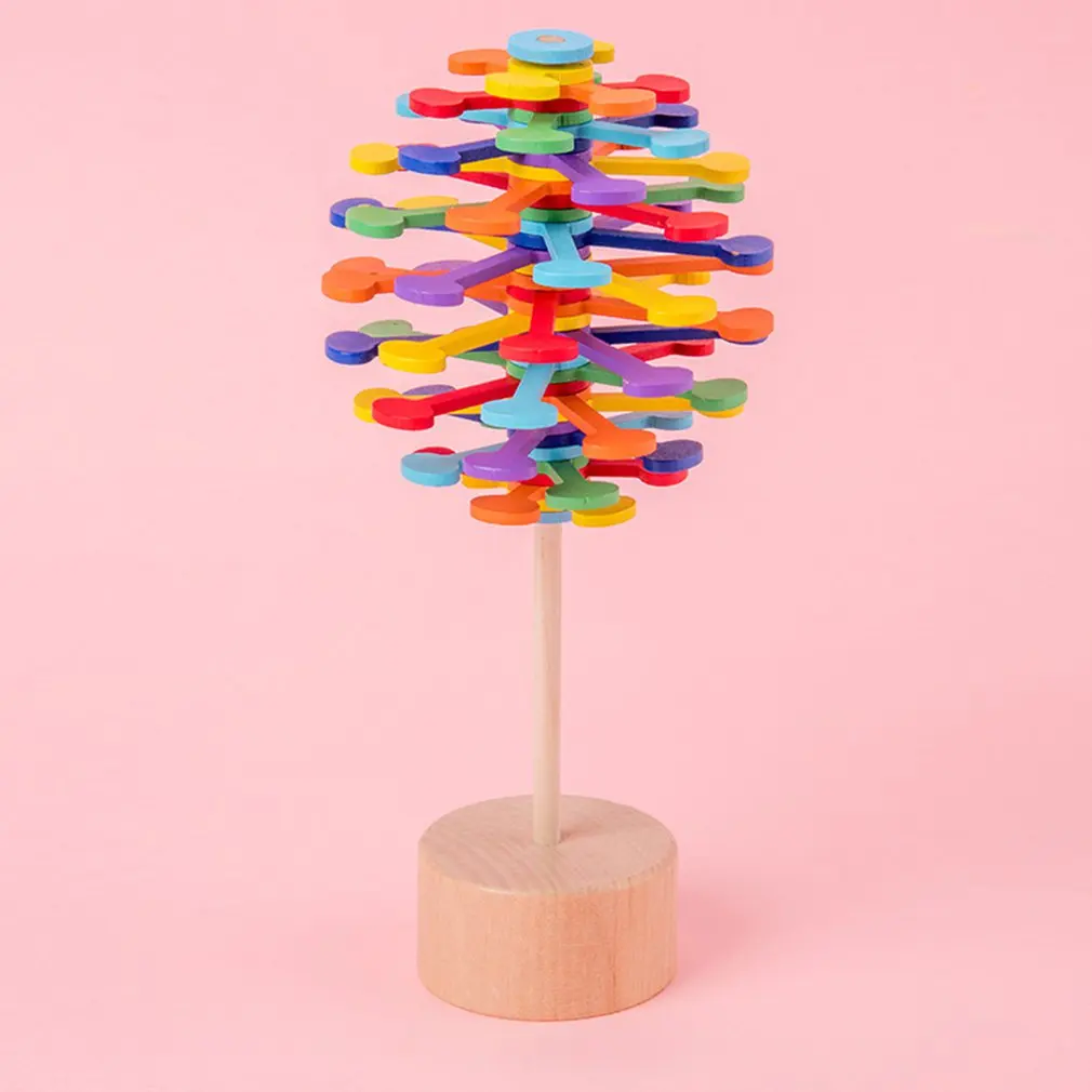 

Wooden colorful rotating rod decompression toy creative lollipop office decompression game mood fine tuning toy children's gift