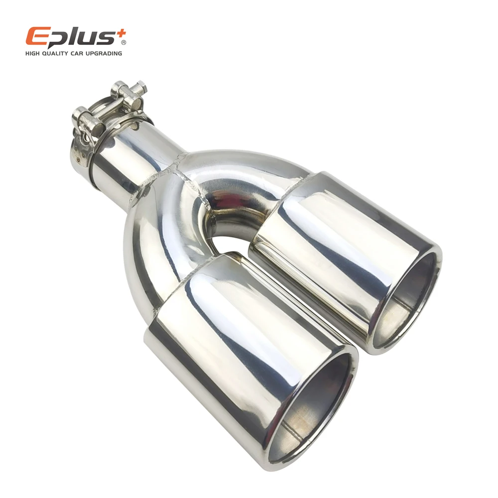 Eplus – silencieux d'échappement multi-tailles 51/63mm, double sortie, universel, en acier inoxydable, pour voiture