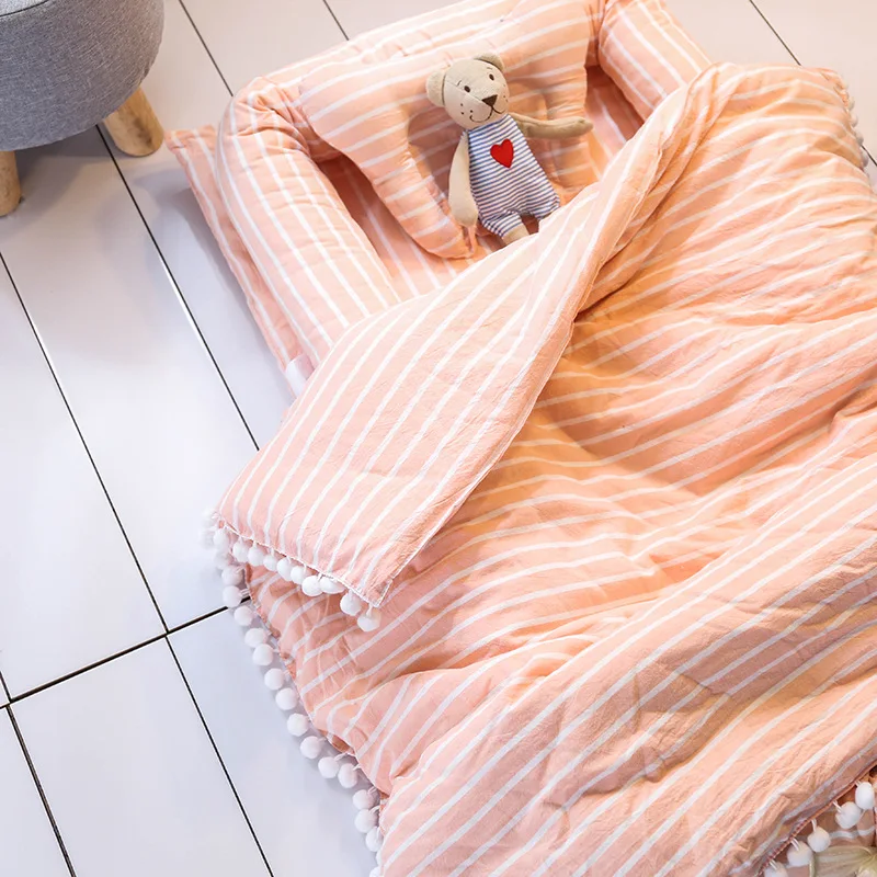 Newborn Baby Portable Crib Soft Cotton Toddler Foldable Travel Bed for Children Infant Carry Cot Kid Nest Bed Crib Cushion Quilt