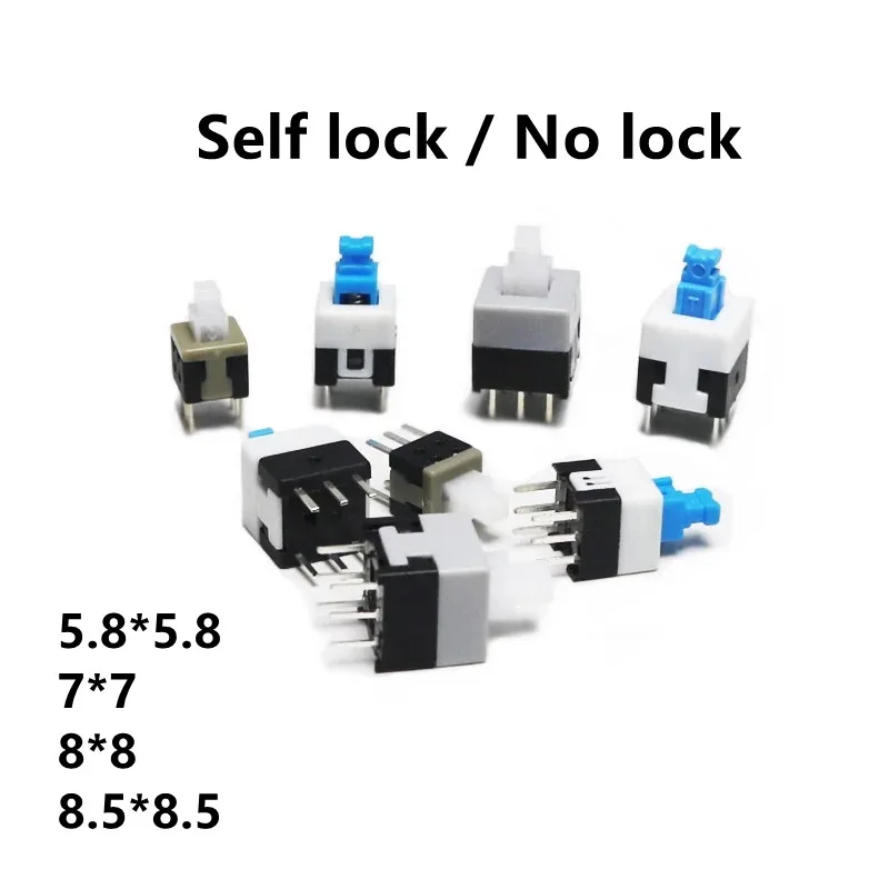 10 Pcs 7 x 7mm PCB Panel Mount Tact Tactile Push Button Switch Self Lock 6 Pin 