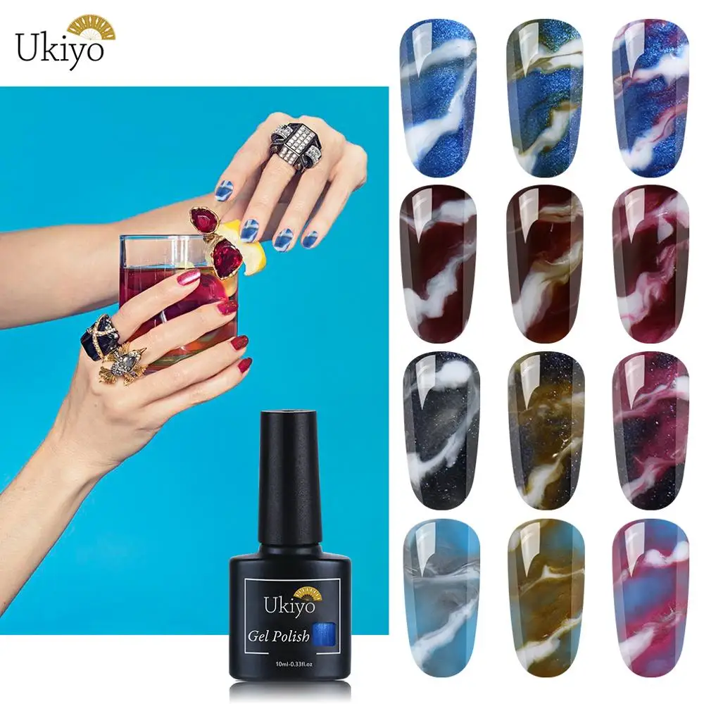 

Ukiyo 10ml Soak Off Nail Gel Polish UV LED Changeable Gel Polish Multi Color Nail Art Marble Effect Nail Gel