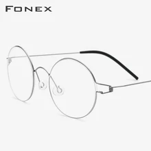 Титановый сплав оправа для очков для женщин Ретро Винтаж Круглый рецепт корейские очки для мужчин Близорукость Оптические Безвинтовые очки 98607