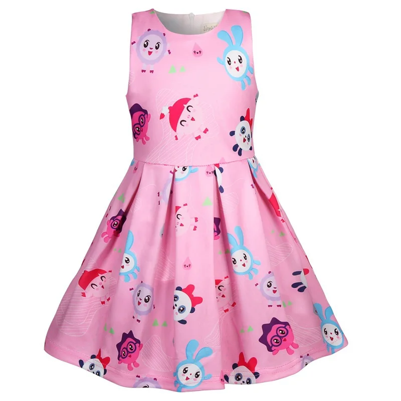 Детское платье для маленьких девочек милое летнее платье-пачка без рукавов с героями мультфильмов для маленьких детей 2, 3, 4, 5, 6, 7 лет