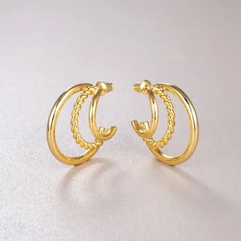 

European and American Normcore Style Retro Non-Mainstream Zhensanhuan Design Earrings for Women