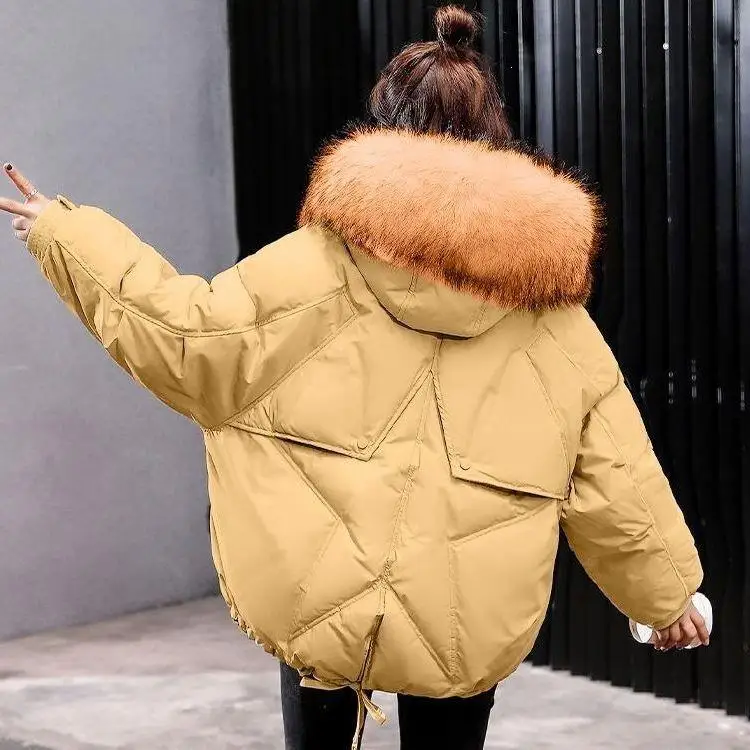 Женская теплая куртка Модный меховой воротник с капюшоном хлопковые парки повседневные свободные женские парки