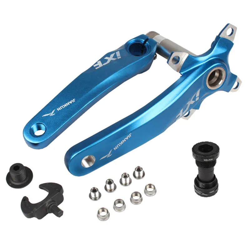 Blue Crank Set Велосипедный Кривошип IXF левый/правый Кривошип+ Средний Вал алюминиевый MTB дорожный велосипедный шатун со звездами для велосипеда одна пластина Аксессуары для велосипеда - Цвет: Blue Crank Set