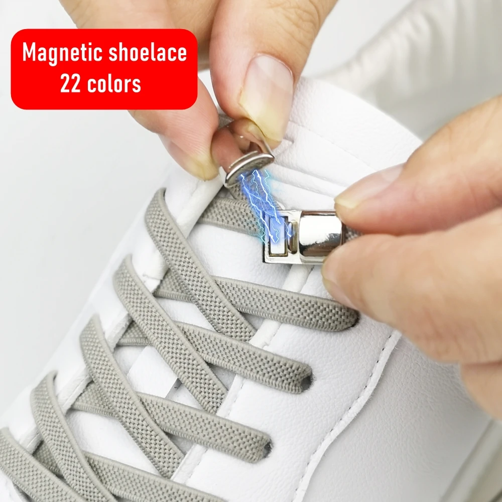 Elastic Magnetic 1Second Locking elastic shoelaces Creative Quick No Tie Shoe laces Kids Adult Unisex Shoelaces Sneakers Laces