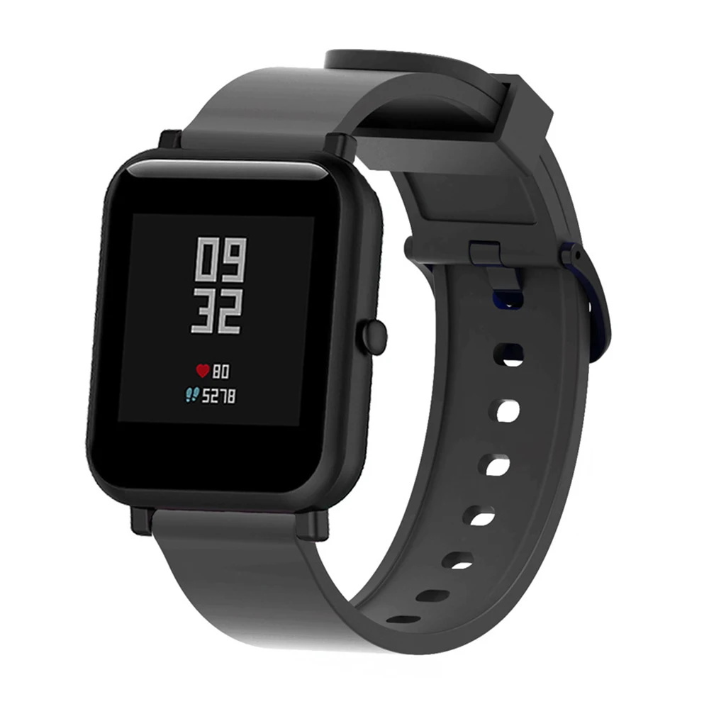 Силиконовый ремешок для Amazfit Bip браслет спортивные Смарт-часы силиконовый ремешок для Xiaomi Amazfit Bip ремень черные аксессуары