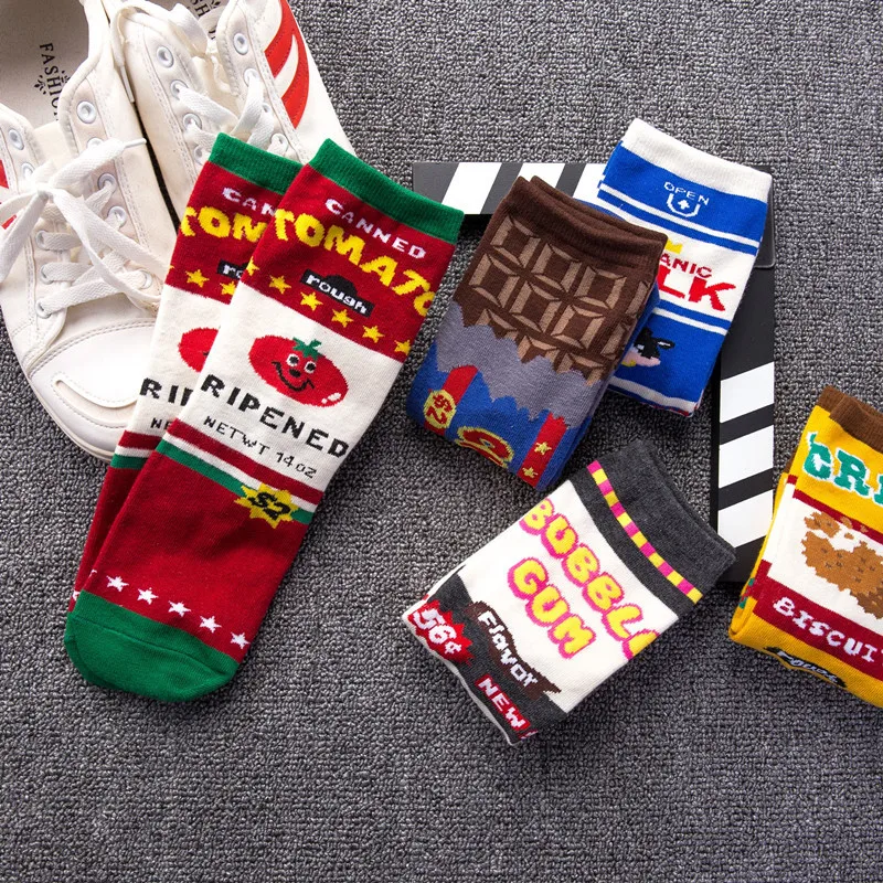 

New neutral socks ins Hong Kong style Korean chocolate cow box skateboard men and women long tube cotton socks sports tide socks