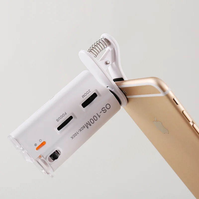 

Портативный микроскоп с регулируемой яркостью 60X -100X, универсальный зажим, светодиодная лампа, УФ-лампа, регулировка холодного и теплого света