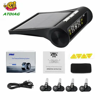 

Solar TPMS Car Tire Pressure Alarm Monitor System Display Intelligent Temperature Warning Fuel Save with 4 Sensors tpms