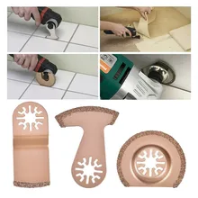 

3pcs Set Carbide Oscillating Multi Tool Segment Saw Blades Tile Grout Cutter Semicircle/E-shaped/Curved Saw Blade Power Tools