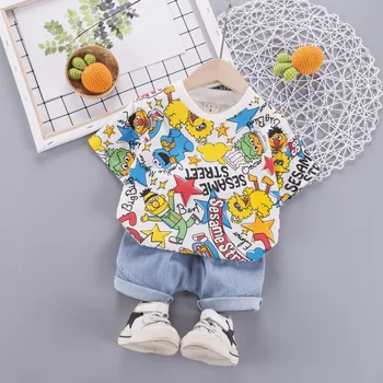 

New Summer Fashion Children Cartoon Cotton Baby Boy Girl Clothes Printed T-shirt Shorts 2Pcs/sets Infant Kids Toddler Tracksuits