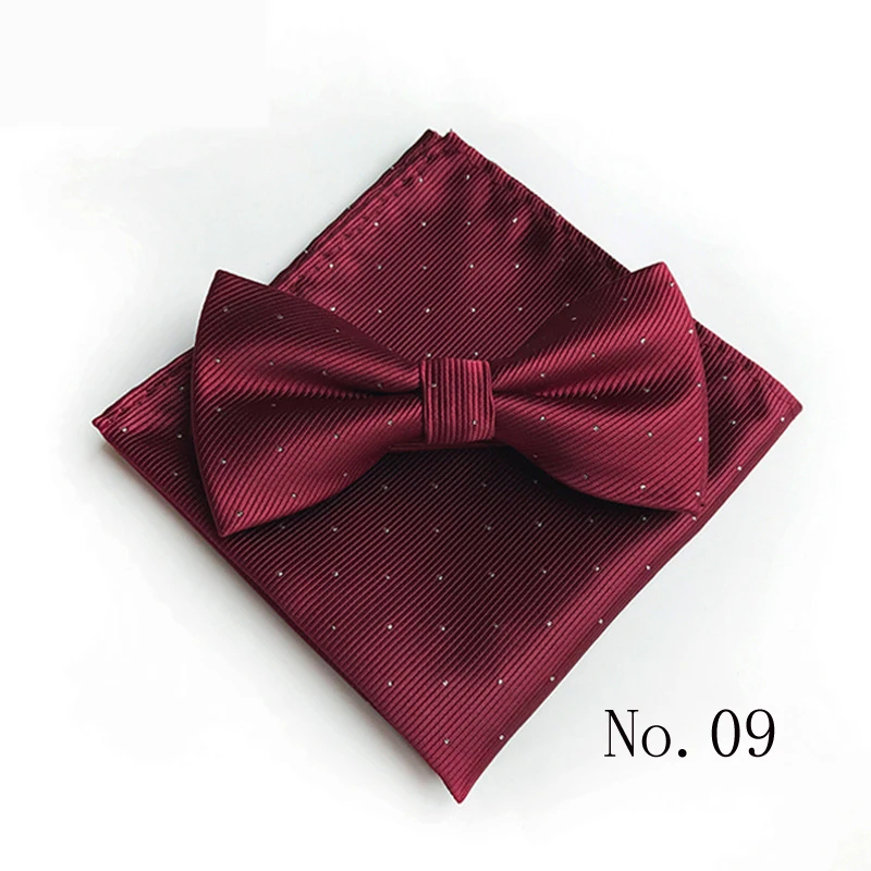 Модный мужской однотонный квадратный бант-галстук в горошек, регулируемый платок, галстук-бабочка, набор для свадебной вечеринки, галстук-бабочка