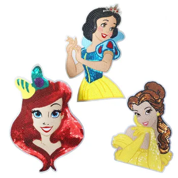 

5PCS/Set Cartoon Snow White Ariel Bella Princess Embroidery Iron On Patches Sewing Supplies Applique Fabric Stickers