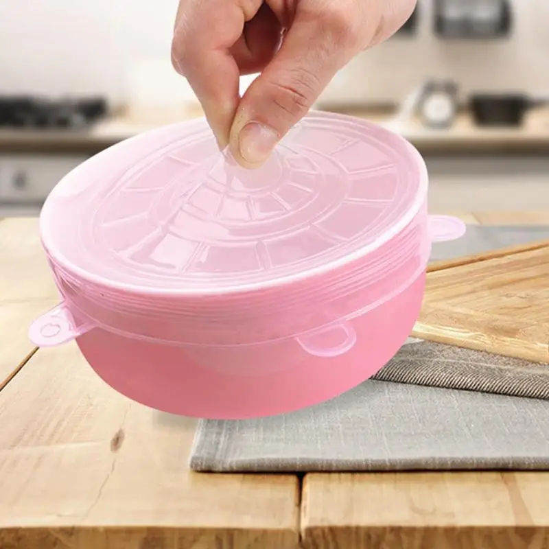 Tapas estirables de silicona Tapas de sellado fresco para alimentos reutilizables para tipos de contenedores Cubiertas de taz/ón de silicona expandibles y duraderas