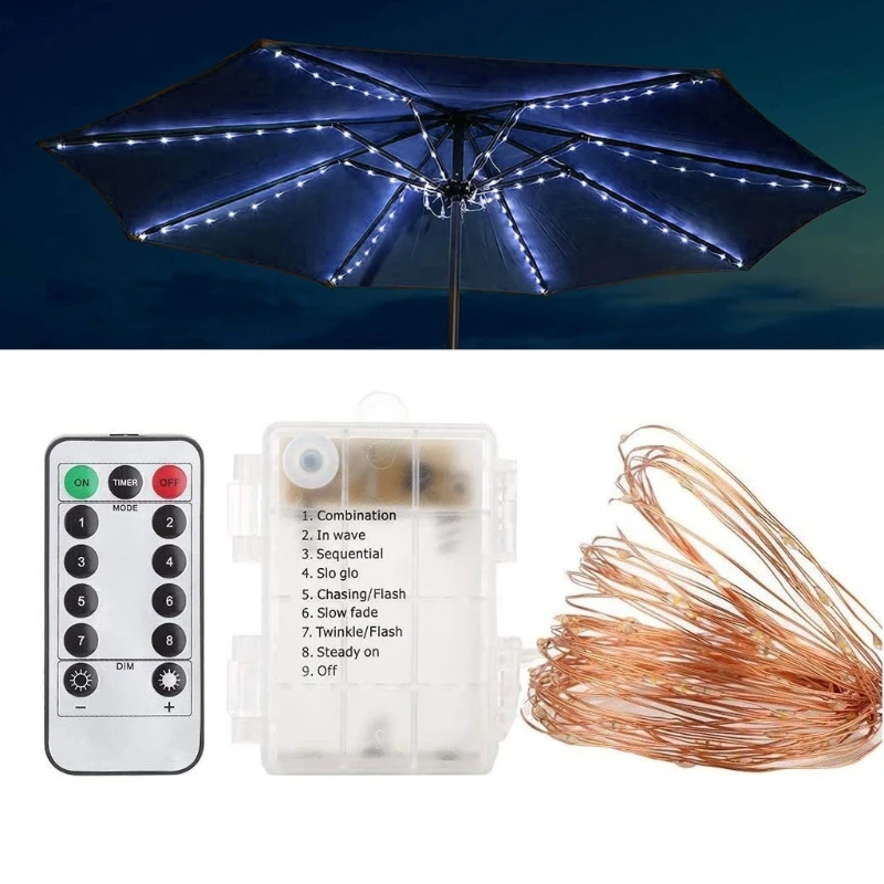 fairy lights in room LED Patio Umbrella Lamp Rechargeable Parasol String Lights with Remote Control Waterproof for Camping Tent Beach Holiday led light string String Lights