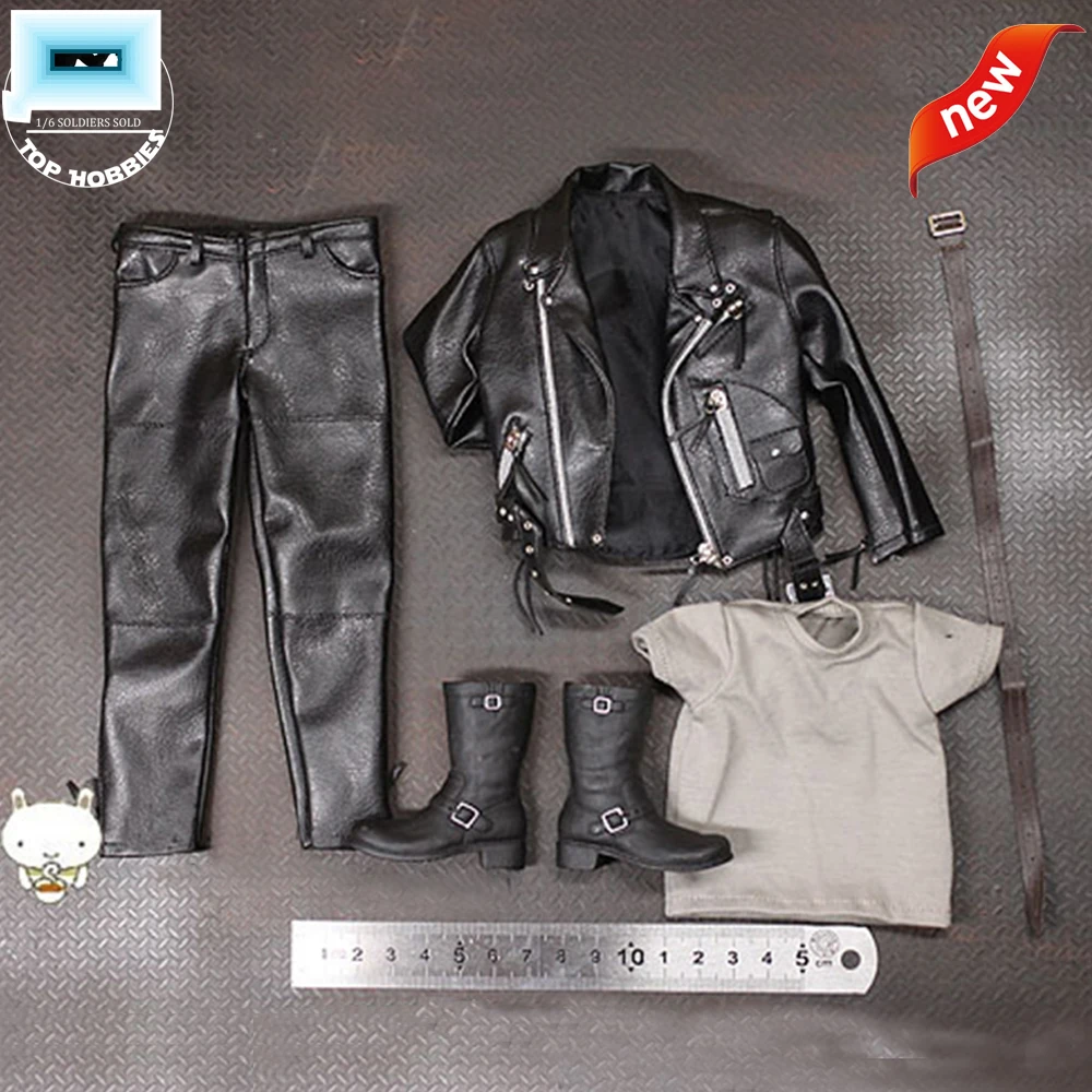 

ASTOYS AS044 T2T800 1/6 Clothes Suit Leather Punk locomotive Coat T-shirt Pants Belt Boots Set For 12” Ph Tb Body Action Figure