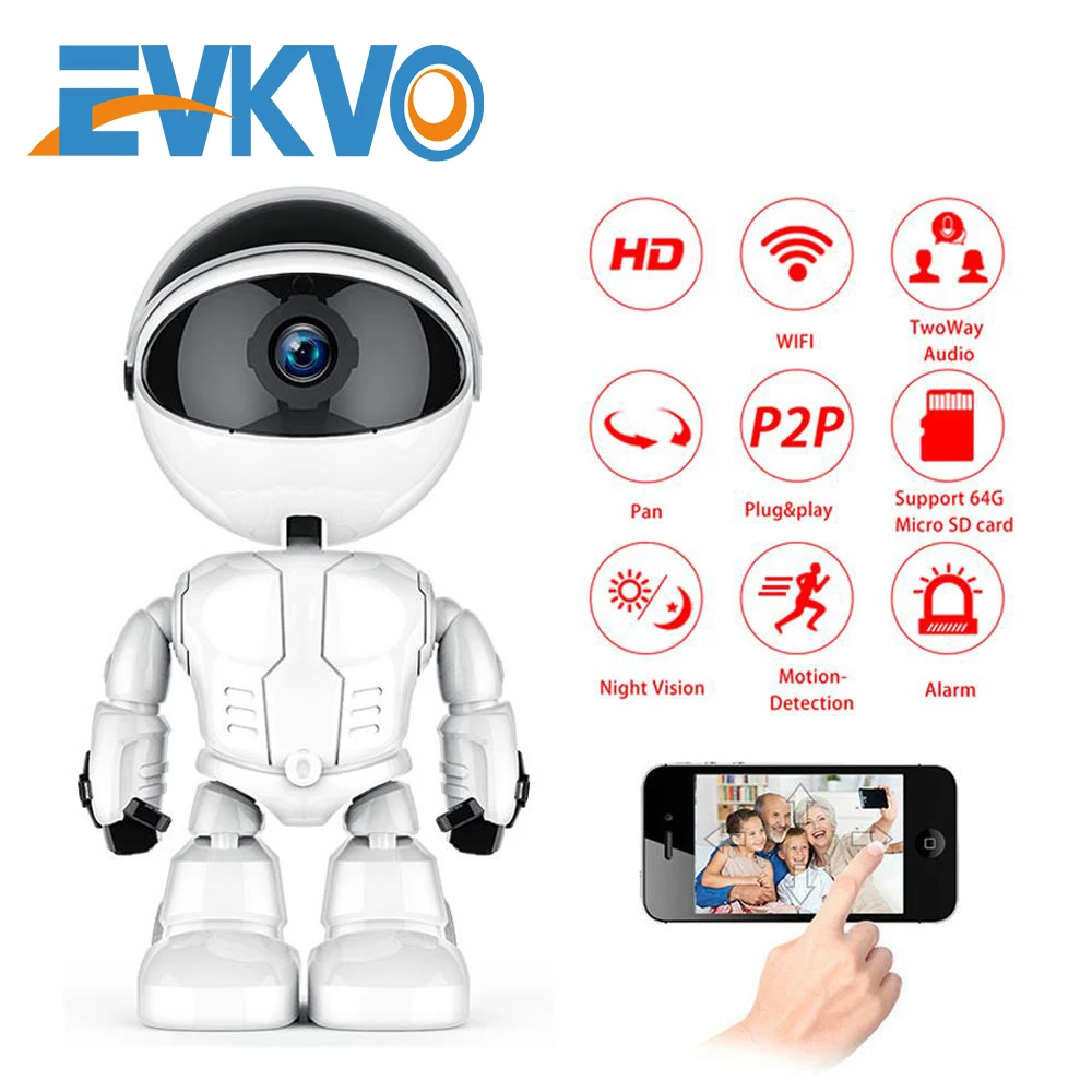 

EVKO 1080P Cloud WIFI Robot camera Home Security Surveillance IP Camera Children Accompany Robot Wireless WiFi CCTV Auto Track