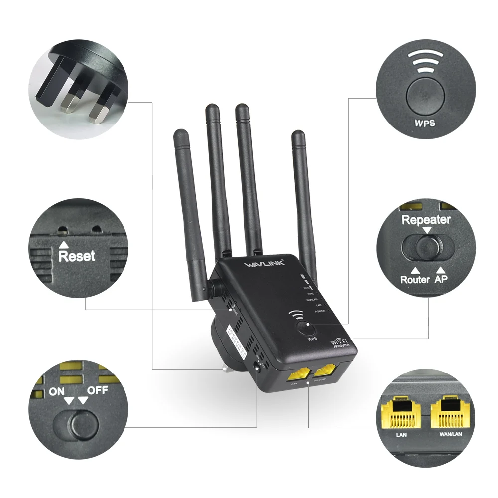 Wavlink AC1200 wifi ретранслятор/маршрутизатор/точка доступа беспроводной Wi-Fi диапазон расширитель wifi усилитель сигнала с внешними антеннами горячая распродажа