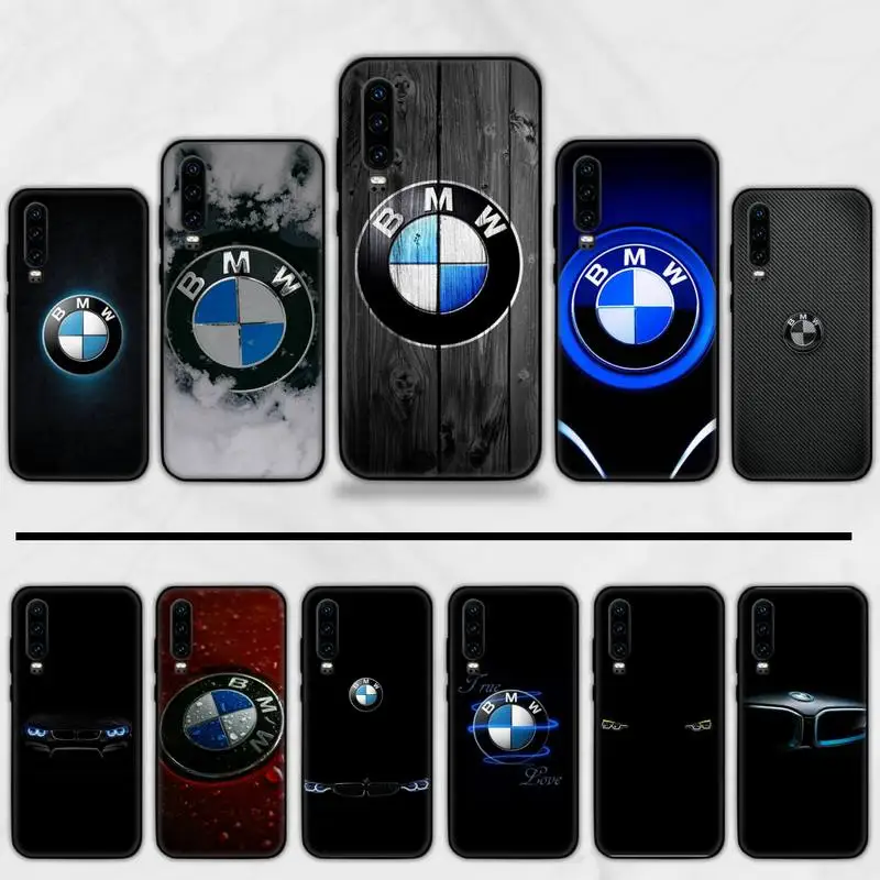 

BMW logo luxury pattern Black TPU Phone Case Cover For Huawei P9 P10 P20 P30 Pro Lite smart Mate 10 Lite 20 Y5 Y6 Y7 2018 2019