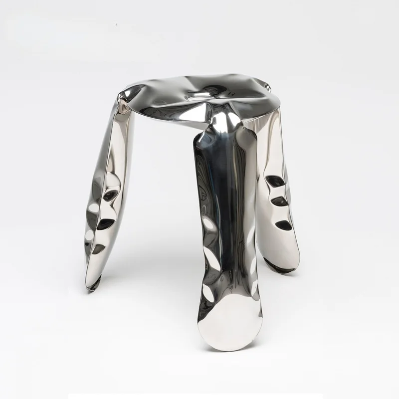 

zq Nordic Simple Modern Creative Design Living Room Stainless Steel Low Stool Bedroom and Household Stool