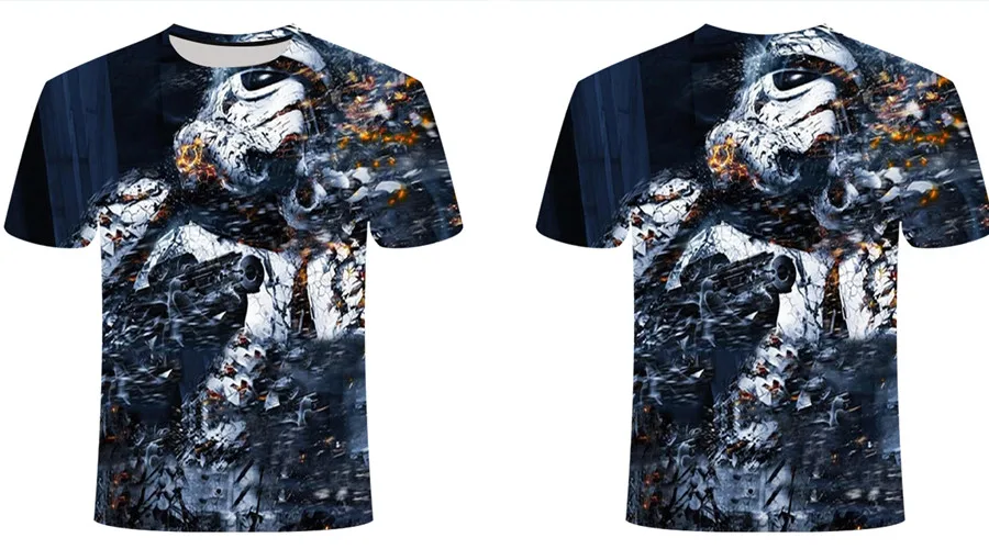 Уличная футболка с 3D принтом «Звездные войны» для мужчин и женщин, летние Забавные футболки с короткими рукавами, модная повседневная одежда, футболка 6XL размера